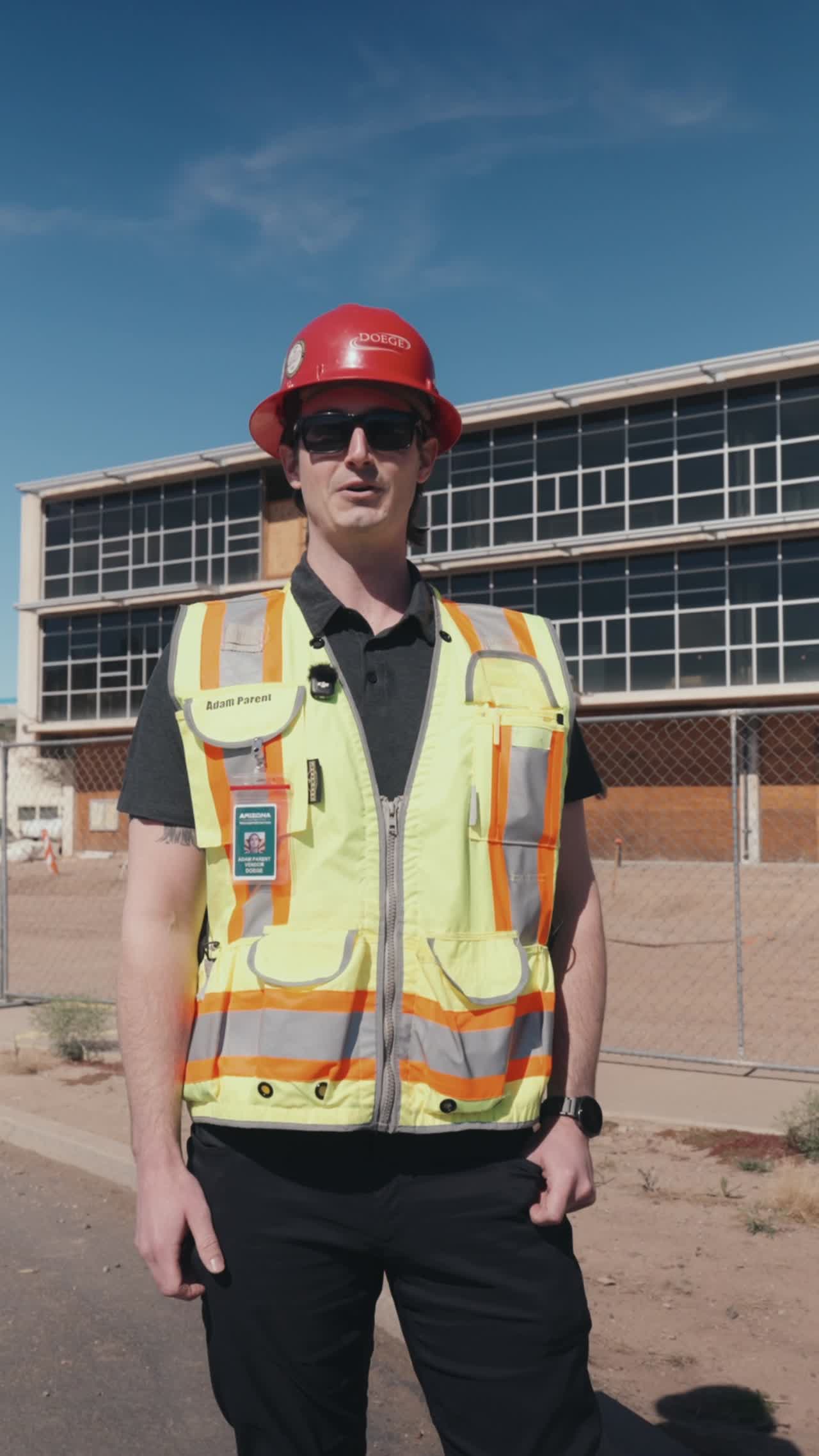 Site superintendent in safety gear on a commercial jobsite